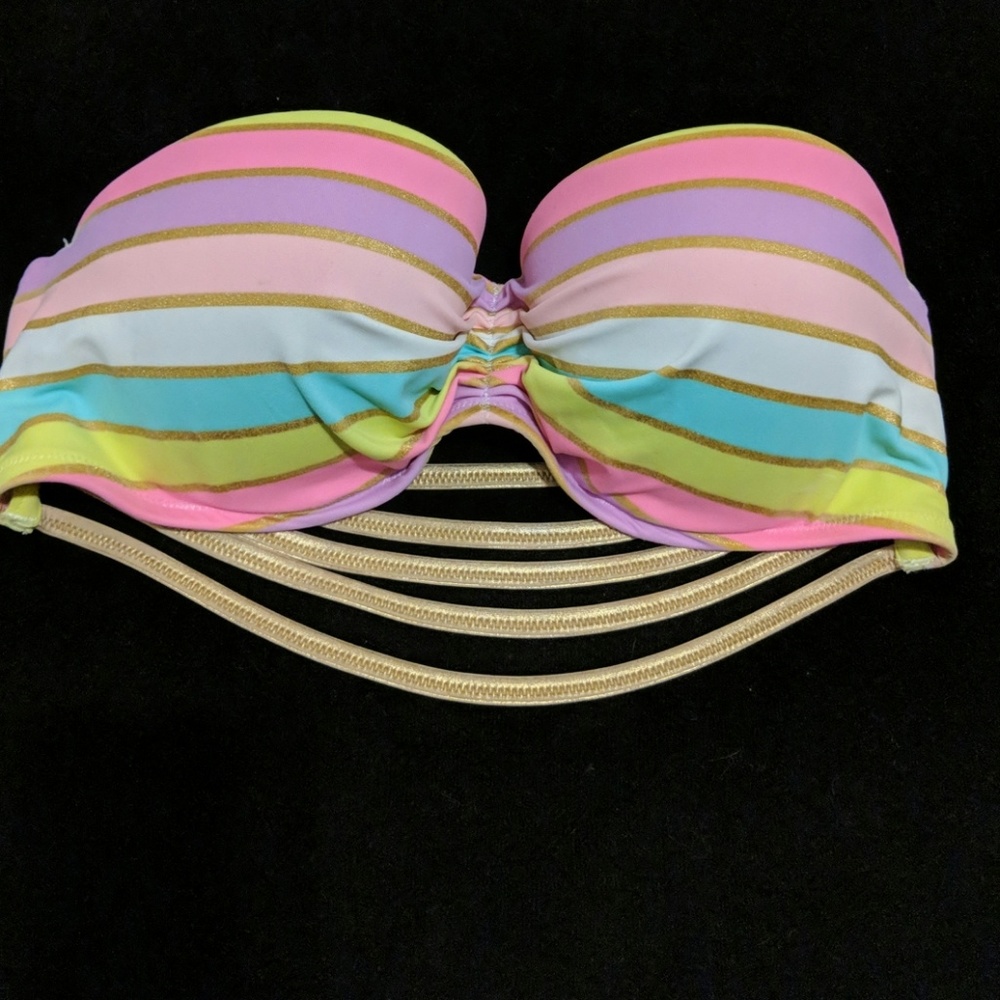 Rainbow and gold Victoria's secret bikini top